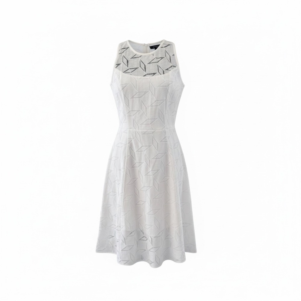 White House Black Market White Geometric Sleeveless Dress Size‎ 6